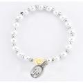  WHITE PEARL BEAD BRACELET WITH OUR FATHER BEADS AND MIRACULOUS MEDAL 